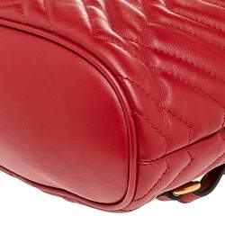 Pre Owned Gucci Red Quilted Leather GG Marmont Backpack