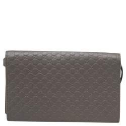 مملوكة مسبقًا Gucci Grey Micro Guccissima Leather Wallet Crossbody Bag