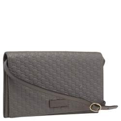 مملوكة مسبقًا Gucci Grey Micro Guccissima Leather Wallet Crossbody Bag