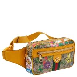 Pre Owned Gucci Multicolor Flora GG Supreme Coated Canvas And Leather Ophidia Belt Bag