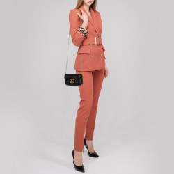 Pre Owned حقيبة كتف غوتشي مارمونت جي جي ميني سوبر جلد مبطن أسود