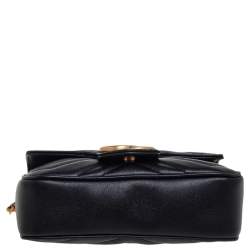 Pre Owned حقيبة كتف غوتشي مارمونت جي جي ميني سوبر جلد مبطن أسود