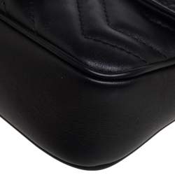 Pre Owned حقيبة كتف غوتشي مارمونت جي جي ميني سوبر جلد مبطن أسود