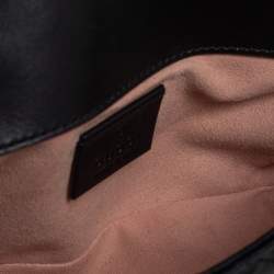 Pre Owned حقيبة كتف غوتشي مارمونت جي جي ميني سوبر جلد مبطن أسود