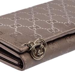 Gucci Metallic Purple GG Imprime Canvas Wallet on Chain 