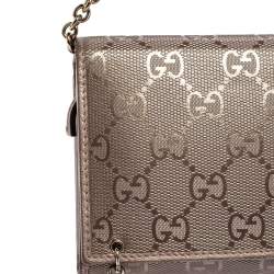 Gucci Metallic Purple GG Imprime Canvas Wallet on Chain 