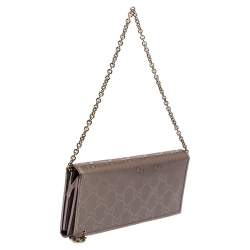 Gucci Metallic Purple GG Imprime Canvas Wallet on Chain 