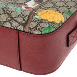 Pre Owned حقيبة كتف غوتشي كاميرا جلد وكانفاس سوبريم GG بطبعة تيان أحمر / بيج