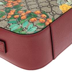 Pre Owned حقيبة كتف غوتشي كاميرا جلد وكانفاس سوبريم GG بطبعة تيان أحمر / بيج