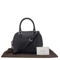 Pre Owned Gucci Black Microguccissima Leather Mini Dome Bag