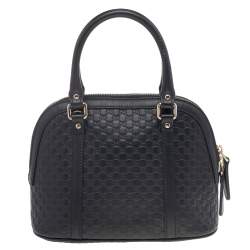 Pre Owned Gucci Black Microguccissima Leather Mini Dome Bag
