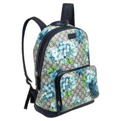 Pre Owned Gucci Beige/Blue GG Blooms Supreme Canvas and Leather Backpack