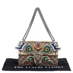 Pre Owned Gucci Multicolor GG Supreme Canvas and Python Small Dionysus Patchwork Shoulder Bag