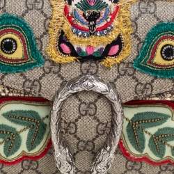 Pre Owned Gucci Multicolor GG Supreme Canvas and Python Small Dionysus Patchwork Shoulder Bag