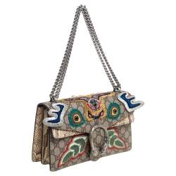 Pre Owned Gucci Multicolor GG Supreme Canvas and Python Small Dionysus Patchwork Shoulder Bag