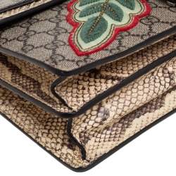 Pre Owned Gucci Multicolor GG Supreme Canvas and Python Small Dionysus Patchwork Shoulder Bag