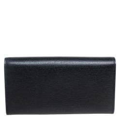 Pre Owned محفظة غوتشي كونتينينتال جلد أسود مزين هورسبيت