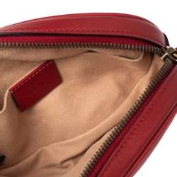 Pre Owned Gucci Red Matelassé Leather GG Marmont Belt Bag