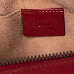 Pre Owned Gucci Red Matelassé Leather GG Marmont Belt Bag