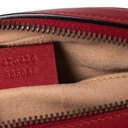 Pre Owned Gucci Red Matelassé Leather GG Marmont Belt Bag