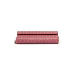 Pre Owned Gucci Pink Calf Leather Microguccissima Organizer Wallet