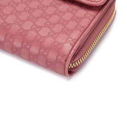 Pre Owned Gucci Pink Calf Leather Microguccissima Organizer Wallet