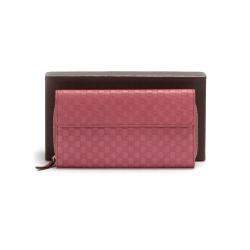 Pre Owned Gucci Pink Calf Leather Microguccissima Organizer Wallet