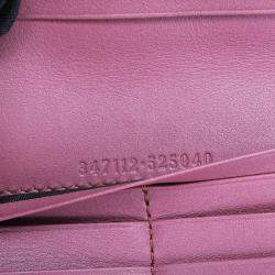 Pre Owned Gucci Pink Calf Leather Microguccissima Organizer Wallet
