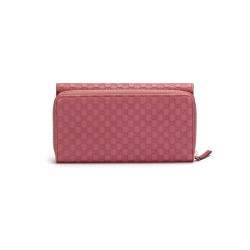 Pre Owned Gucci Pink Calf Leather Microguccissima Organizer Wallet