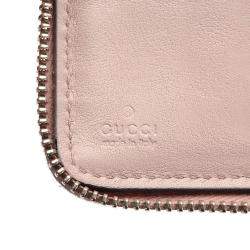Pre Owned Gucci Pink Calf Leather Microguccissima Long Wallet