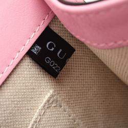 Pre Owned Gucci Pink Calf Leather Medium Bamboo Dionysus Embroidered Top Handle Bag