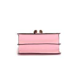 Pre Owned Gucci Pink Calf Leather Medium Bamboo Dionysus Embroidered Top Handle Bag