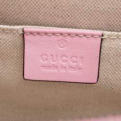 Pre Owned Gucci Pink Calf Leather Medium Bamboo Dionysus Embroidered Top Handle Bag