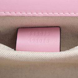 Pre Owned Gucci Pink Calf Leather Medium Bamboo Dionysus Embroidered Top Handle Bag