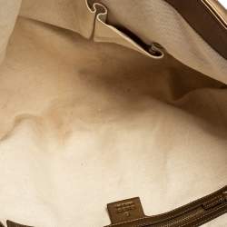 Pre Owned Gucci Bronze/Beige GG Shimmer Canvas and Leather Medium Heart Bit Charm Tote