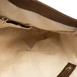 Pre Owned Gucci Bronze/Beige GG Shimmer Canvas and Leather Medium Heart Bit Charm Tote