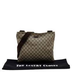 Pre Owned Gucci Beige/Brown GG Supreme Canvas Messenger