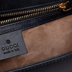 Pre Owned حقيبة كتف غوتشي سيلفي جلد أسود مزينة ويب ذات سلسلة صغيرة