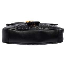 Gucci Black Matelasse Leather Medium GG Marmont Shoulder Bag
