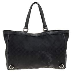 Pre Owned Gucci Black GG Canvas Abbey D-Ring Tote