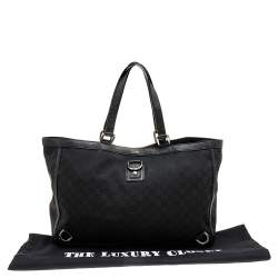 Pre Owned Gucci Black GG Canvas Abbey D-Ring Tote