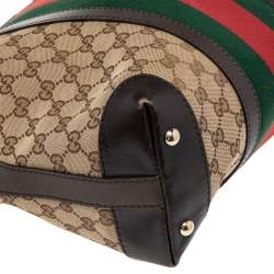 Pre Owned Gucci Beige/Ebony GG Canvas And Leather Medium Vintage Web Hobo