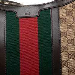 Pre Owned Gucci Beige/Ebony GG Canvas And Leather Medium Vintage Web Hobo