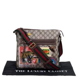Pre Owned Gucci Beige/Ebony GG Supreme Canvas and Leather Courrier Messenger Bag