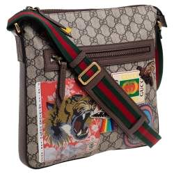 Pre Owned Gucci Beige/Ebony GG Supreme Canvas and Leather Courrier Messenger Bag