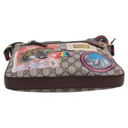 Pre Owned Gucci Beige/Ebony GG Supreme Canvas and Leather Courrier Messenger Bag