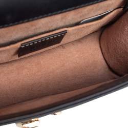 Pre Owned Gucci Black Leather Mini Web Chain Sylvie Crossbody Bag