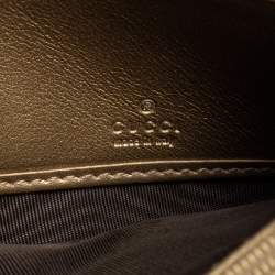 Pre Owned Gucci Metallic Beige Microguccissima Leather Dice Continental Wallet
