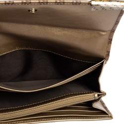 Pre Owned Gucci Metallic Beige Microguccissima Leather Dice Continental Wallet