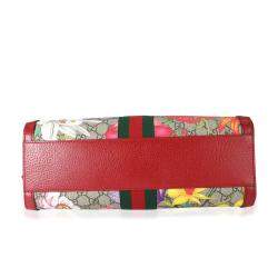 مملوكة مسبقًا Gucci Beige/Brown GG Supreme Flora Canvas Ophidia Medium Boston Bag